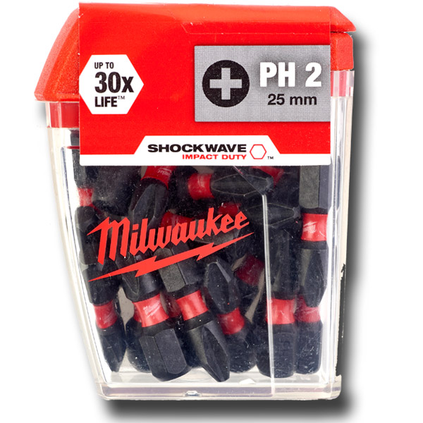 Milwaukee 4932430853 Shockwave 25 Piece PH2 25mm Screwdriver Bits