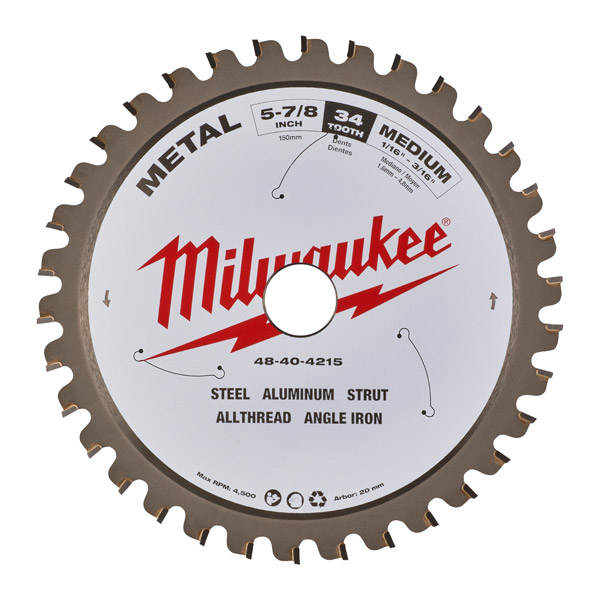 Milwaukee 150mm Circular Saw Blade (Metal) 20B 34T 48404215